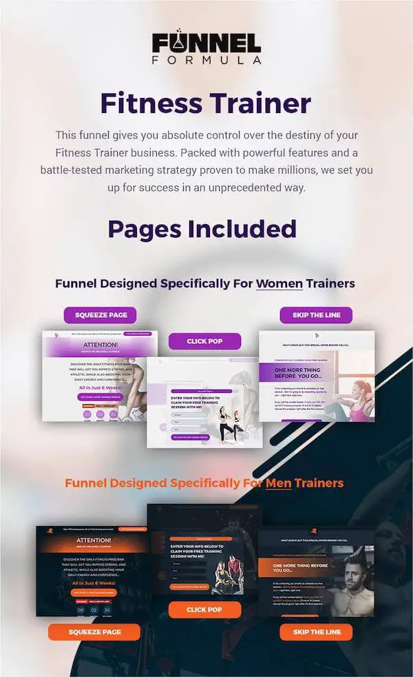 Sales Funnel Template - Fitness Trainer Pages Included